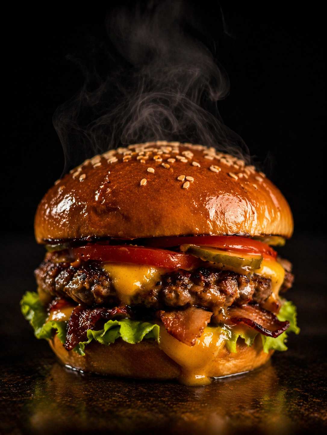 Foto profissional de hambúrguer com IA